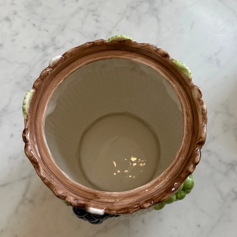 Fitz & Floyd Retired Majolica Grape Canister Mediterranean Collection
